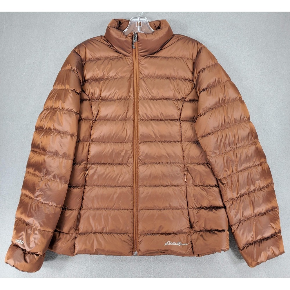 Eddie Bauer Womens L Brown‎ Bronze EB650 Down Puffer Ski Snow Insulated Outdoor